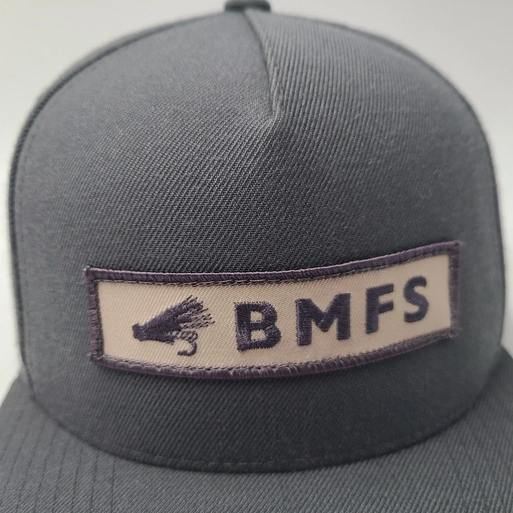 Fly Fishing Hat Snapback Gray Yupoong Wool Blend BMFS Bob Mitchells Fly Shop Men